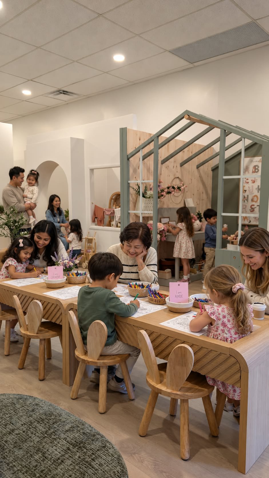 Children playing at the activity table